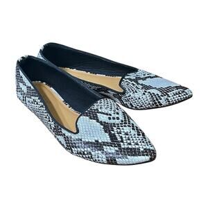 Bamboo Snakeskin Print Pointed Toe Flats 7.5 Loafers Y2K Slip On Shoe mobwife